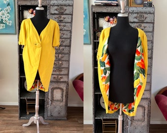 Vintage 1950's 60's Bright Yellow Mr. Blackwell Jacket with Tulip Lining M/L