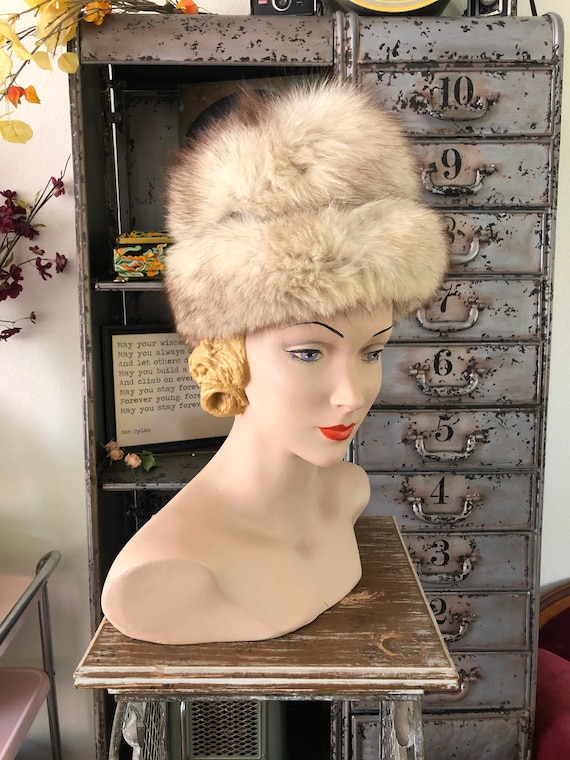 Vintage Norwegian Blue Fox Fur Winter Hat