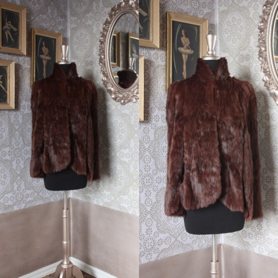Vintage 1940's Brown Fur Cape One Size