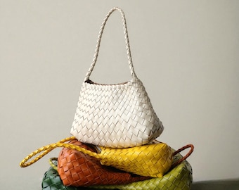 Handmade Woven Leather Hobo Bag, Boho Shoulder Tote