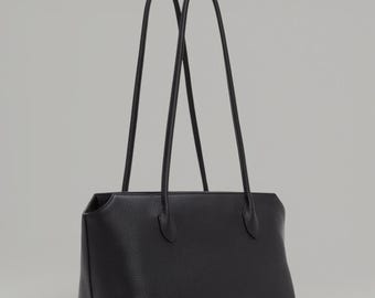 Minimalist Genuine Cowhide Leather Tote Bag, Shoulder Handbag, Multiple Colors