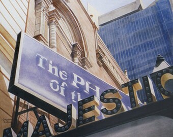 Print Of The Majestic Theater, Theater Marquee In NYC, The Phantom Of The Opera Marquee, Theater District Sign