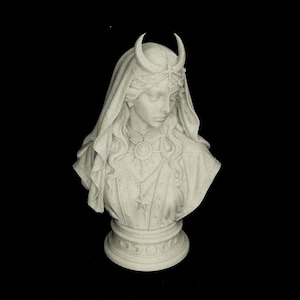 Selene mångudinnabyst - marmorstil månskulptur, himmelsk dekor, grekisk mytologistaty, månprästinnakonst