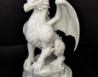 Estatua de dragón guardián - Escultura de fantasía con acabado de mármol