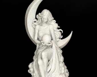 Moon Goddess Statue - Marble Finish Celestial Sculpture