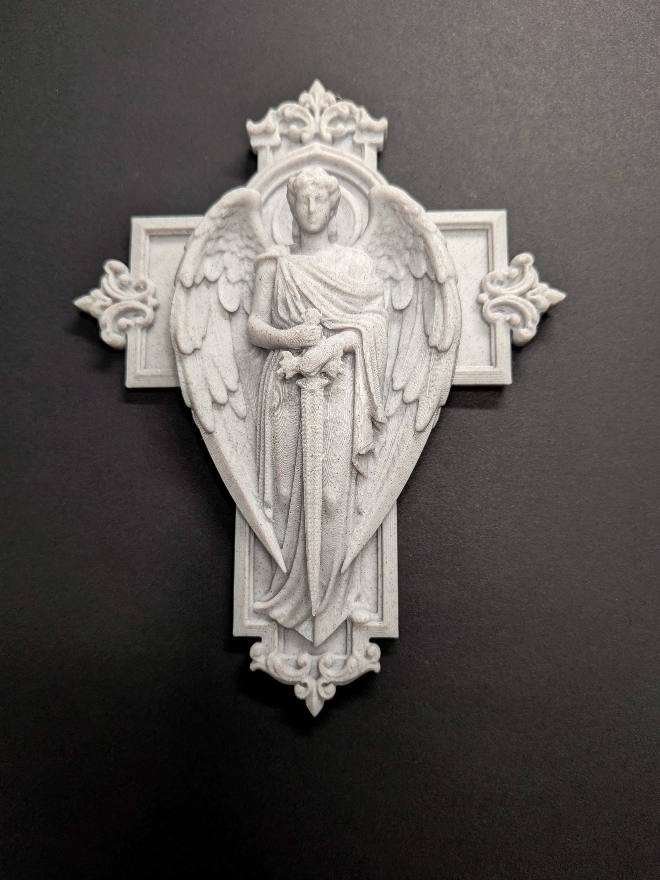 Archangel Cross Wall Relief – Marble Finish Angelic Wall Art - Etsy