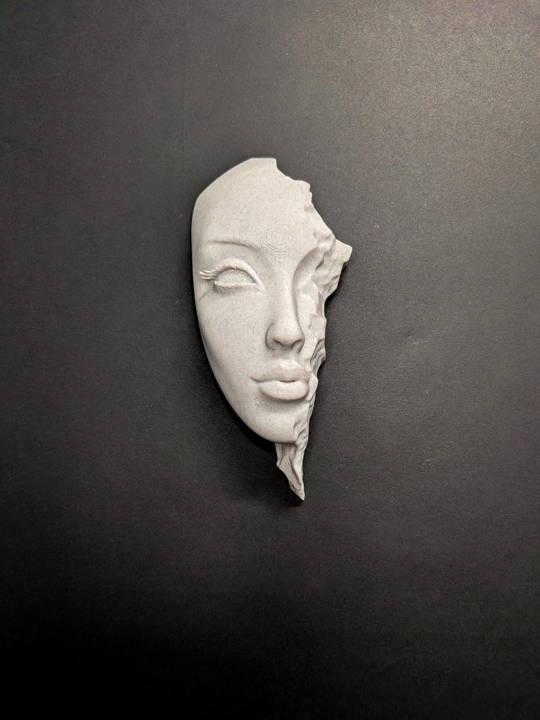 Abstract Woman Face Wall Relief - Marble Finish Minimalist Female Face ...