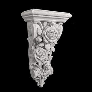 Rose Corbel Wall Shelf Bracket | Marble Style Floral Corbel