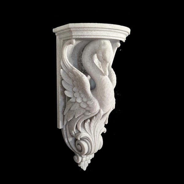 Swan Corbel Shelf Bracket - Marble Style Swan Wall Decor