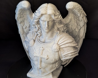 Busto del Arcángel Miguel - Escultura de ángel con acabado en mármol