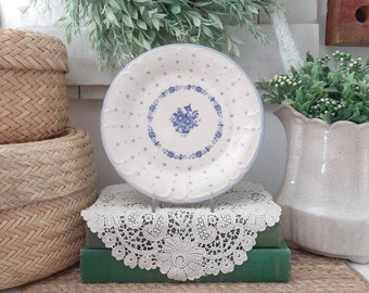 Vintage Sango Arcadia Blue Renaissance Stoneware Floral Salad Plate
