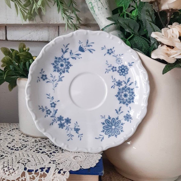 Vintage Christiana Porcelain West Germany Seltmann Weiden Bavarian Blue Floral Saucer Plate