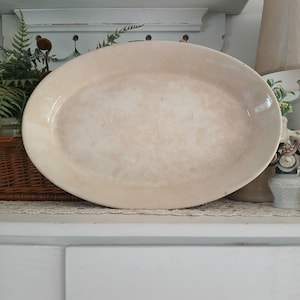 Vintage Large Aged Darkened Ironstone Oval Serving Platter