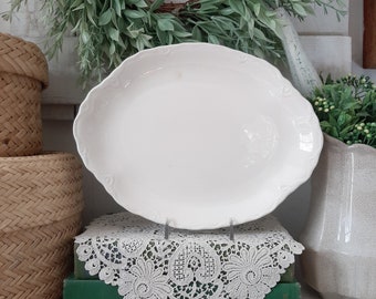 Vintage Creamy White Ironstone Platter - Marked USA