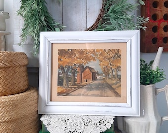 Vintage John Rogers Autumn Shadows Farm Country Road Wall Art Print
