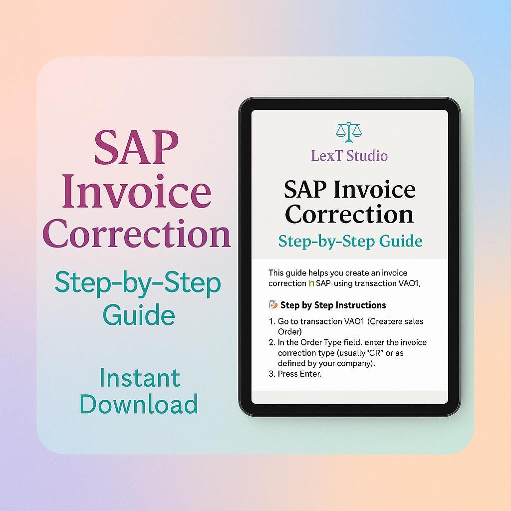 SAP Invoice Correction – Step-by-step Guide. PDF File (8.5” X 11 ...