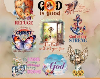 Boho-christliches SVG- und PNG-Bundle, Christliches SVG-Bundle, Farbenfrohes christliches Design (PNG), Christentum (PNG), Bibelvers (SVG), Ärmel-Shirt-Design
