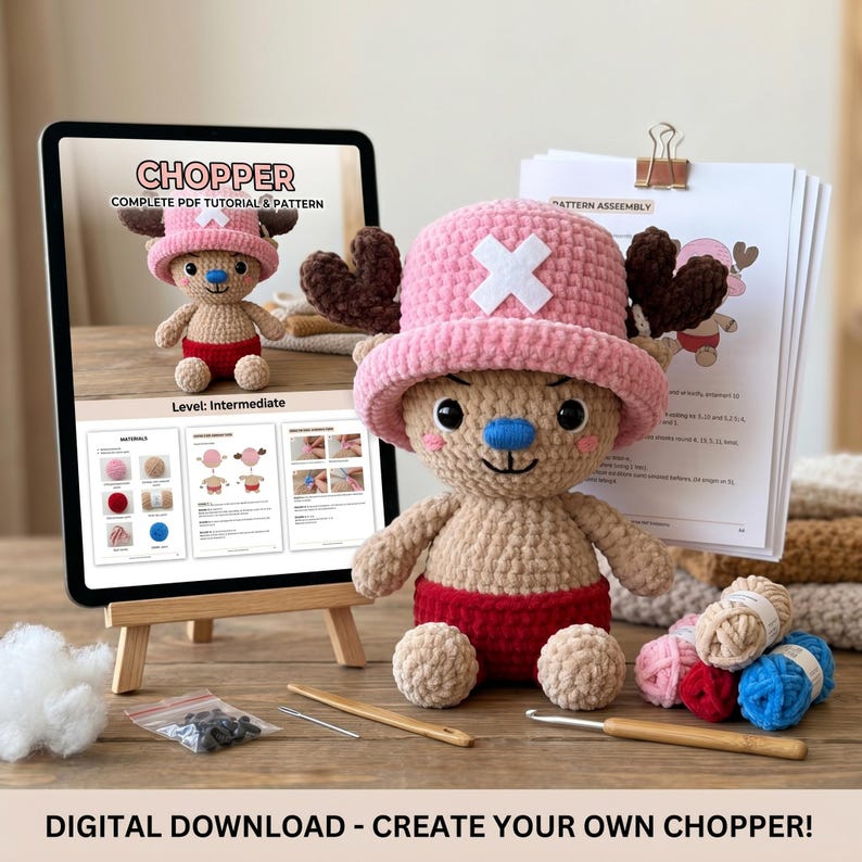 Chopper Amigurumi PDF Tutorial Crochet Pattern, Beginner Friendly Anime ...