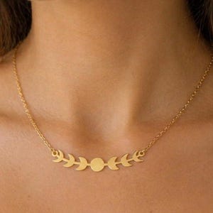 Crescent Moon Phase Necklace - Celestial Layering Necklace - Waterproof - Anti-tarnish