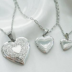 Silver Heart Photo Locket Necklace - Personalized Picture Necklace - Waterproof - Memorial Jewelry Gift