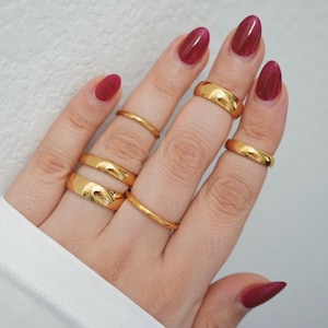 18K Gold Filled Simple Band Ring - Stackable Rings - Waterproof - Anti-tarnish - Unisex Couple Wedding Ring