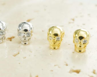 Skeleton Stud Earrings - Screw Back Skull Studs - 925 Sterling Silver Tiny Conch Tragus Earring