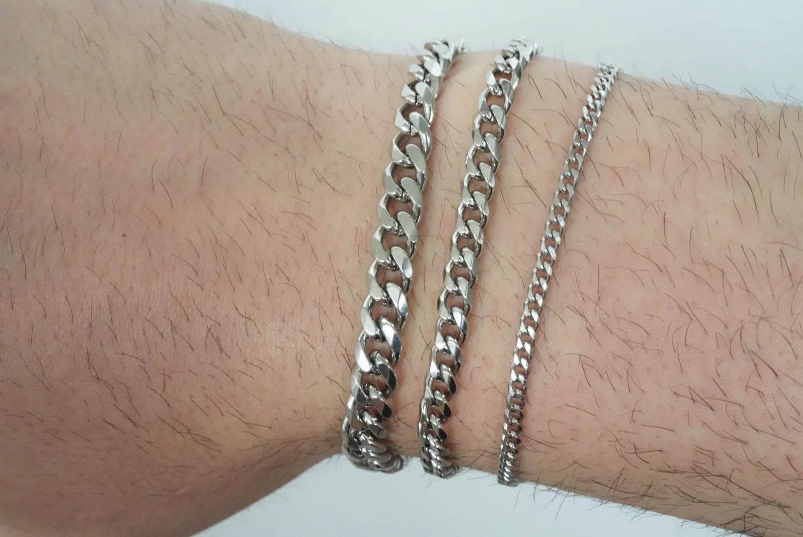10mm Silver Cuban Curb Chain Bracelet Chunky Chain Bracelet - UK