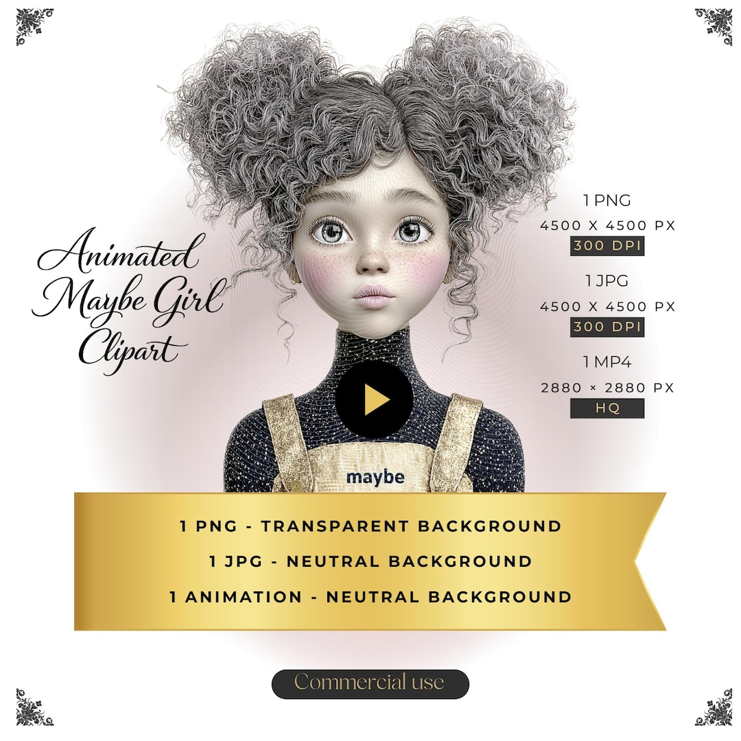 Maybe Animation MAYBE Animated Emotion Clipart | Thinking Girl JPG PNG MP4 | Emotional ...