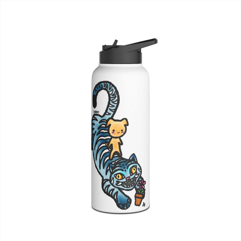 Derpy Tiger Water Bottle, Kpop Demon Hunters Water Bottle, Stainless