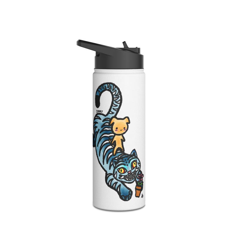 Derpy Tiger Water Bottle, Kpop Demon Hunters Water Bottle, Stainless