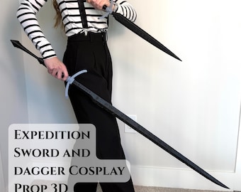 Expedition Sword and Dagger Cosplay Prop 3D Printed Kit – Battle Damaged