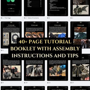 May include: A tutorial booklet with assembly instructions and tips. The booklet has over 40 pages and includes images of a collar and collar wing. The cover features the text "LittleLucky Cosplay" and "Tutorial".