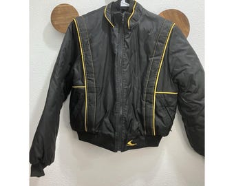 Vintage 80's SKI DOO Bombardier Black Yellow Snowmobile Jacket Womens 14