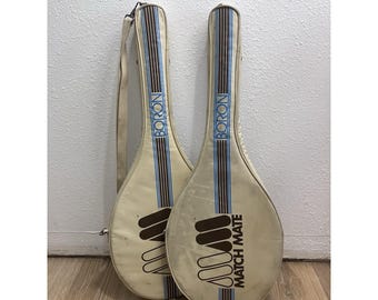 Vintage Match Mate Boron Tennisschläger mit originalem gepolstertem Cover Case Lot von 2