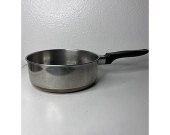 Vintage Ekco roestvrijstalen steelpan met koperen bodem gemaakt in de VS, model 1912