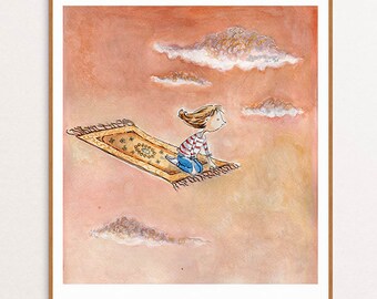 Magic Carpet Ride, 8x10 Print from Original Watercolour Illustration