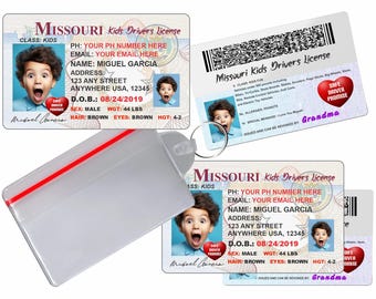 MISSOURI Novelty Kinder-Führerschein - Benutzerdefinierte Sicherheits-ID-Abzeichen (2er-Set)
