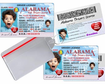 Custom Alabama Kinderführerschein - Personalisierter Kinderausweis (2er Set)