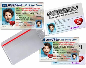 North Dakota Novelty Kinderführerschein - Benutzerdefinierte ID-Karten (2er-Set)