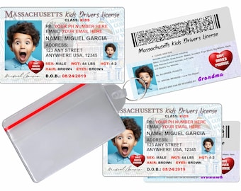 Massachusetts Kids Novelty Führerschein - Benutzerdefinierte ID-Karten (2er-Set)