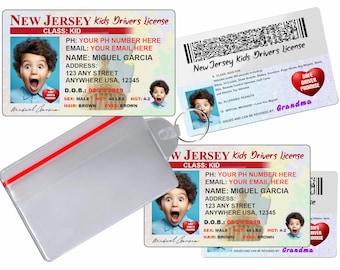 Personalisierter New Jersey Kinderführerschein - Kinderausweiskarten (2er-Set)