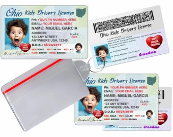 OHIO Novelty Kinder-Führerschein - Benutzerdefinierte Sicherheits-ID-Abzeichen (2er-Set)