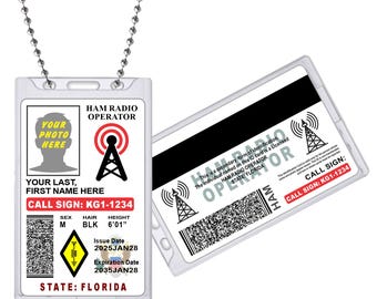 HAM RADIO Identifikationskarte [Individuell mit Ihrem Foto und Info] AM-Namensfunk-Rufzeichen-ID-Abzeichen
