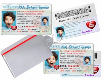 MAINE Novelty Kinder-Führerschein - Benutzerdefinierte Sicherheits-ID-Abzeichen (2er-Set)