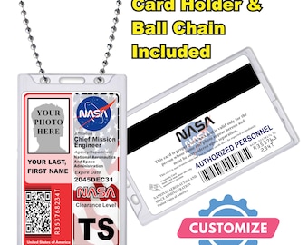 NASA Astronaut ID Badge Prop - Personalisiert mit Ihrem Foto und Ihren Informationen