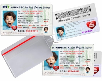 Personalisierter Minnesota Kinderführerschein - Neuheit ID-Karten (2er-Set)