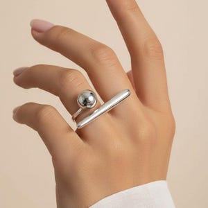Bague ouverte sculpturale imposante, bijou tendance en acier inoxydable étanche