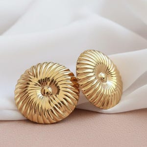 Gold Statement Stud Earrings, Vintage Sunburst Earrings, Waterproof Stainless Steel, Bold Jewelry Gift