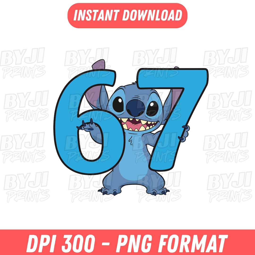 Stitch Six Seven Meme 6 7 PNG | Sublimation Print File Transparent ...