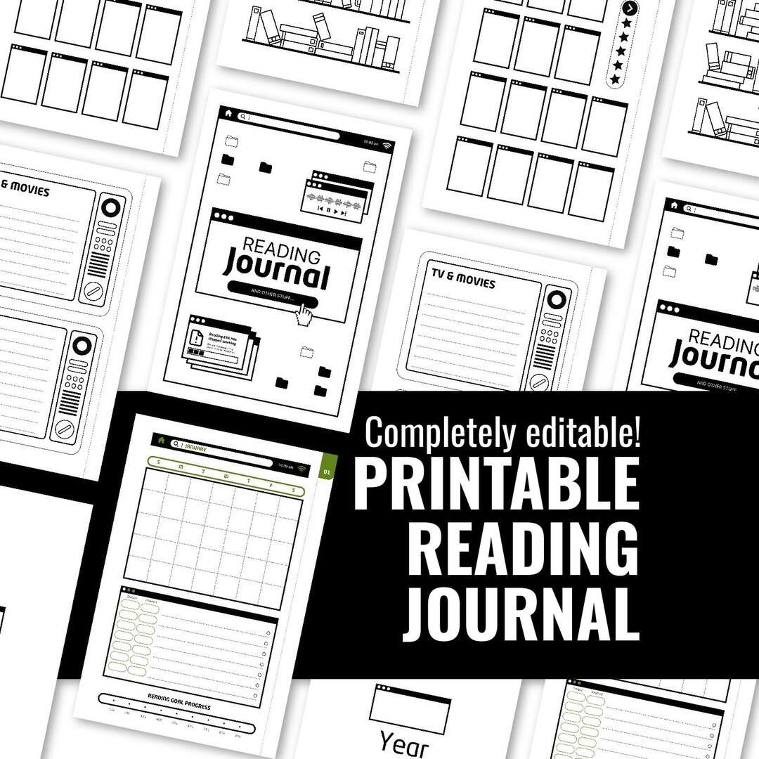 Printable Reading Journal Template - Completely Editable! Canva Link - Etsy